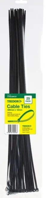 Tridon Black Cable Ties 580Mm X 12Mm Pk 25 Ct6512bkcd 1