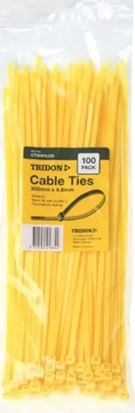 Tridon Yellow  Cable Ties 300Mm X 4.8Mm Pk 100 Ct305ylcd 1