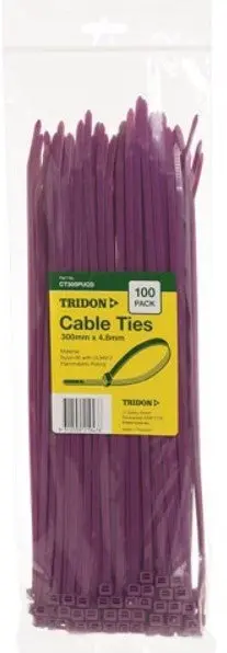 Tridon  Purple  Cable Ties 300Mm X 4.8Mm Pk 100 Ct305pucd 1