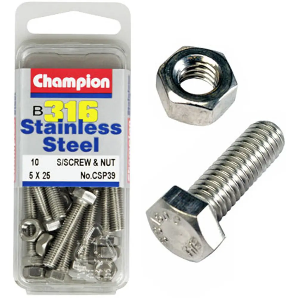 Champion Screws And Nut Set 5Mm X 25Mm  Csp39 1