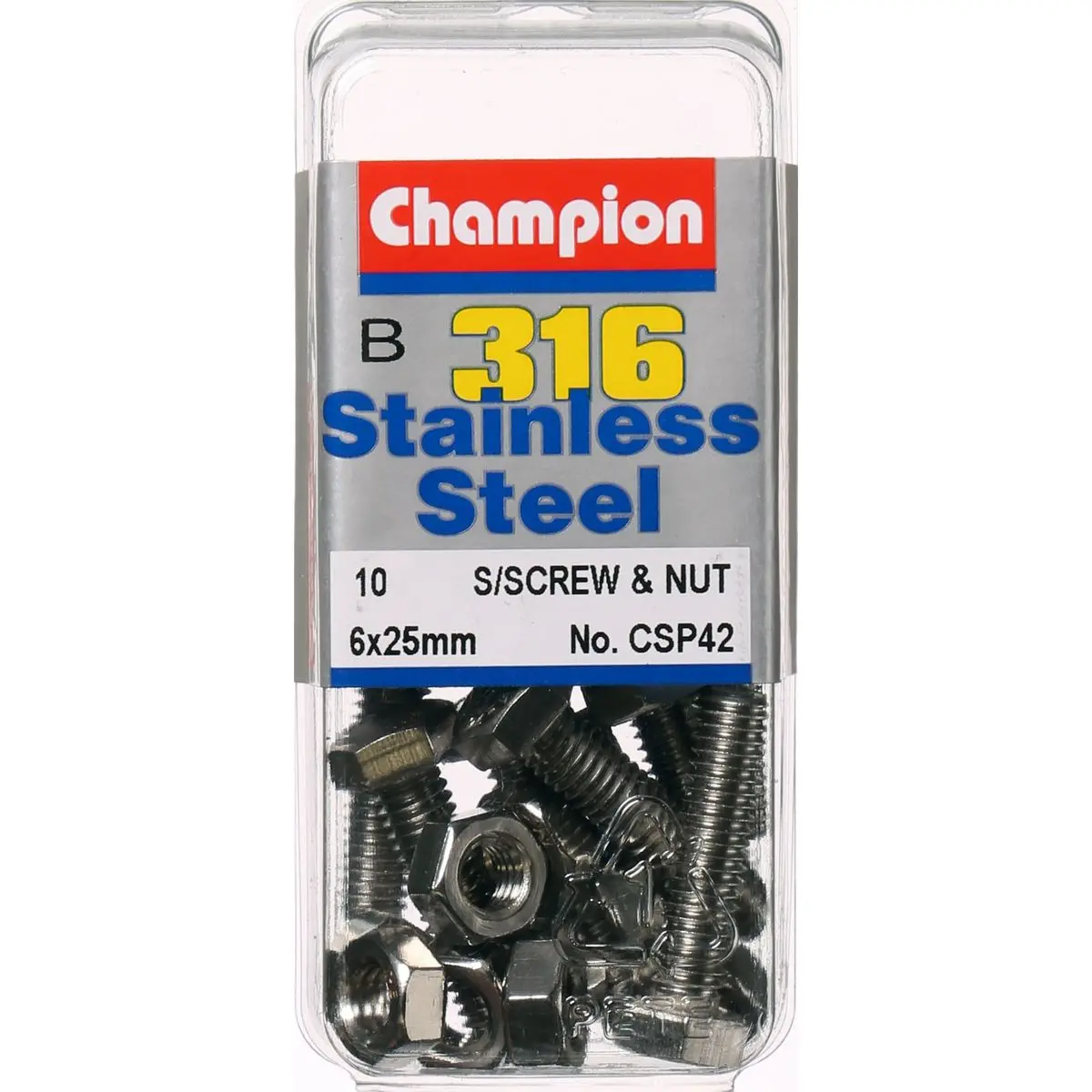 Champion Screws And Nut Set 6Mm X 25Mm  Csp42 1