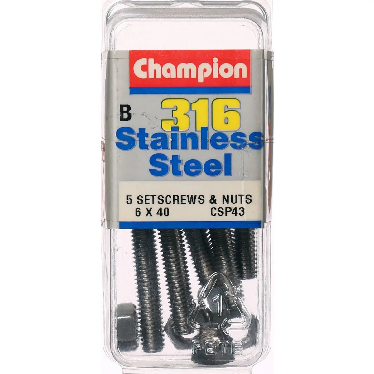 Champion Screws And Nut Set 6Mm X 40Mm  Csp43 1
