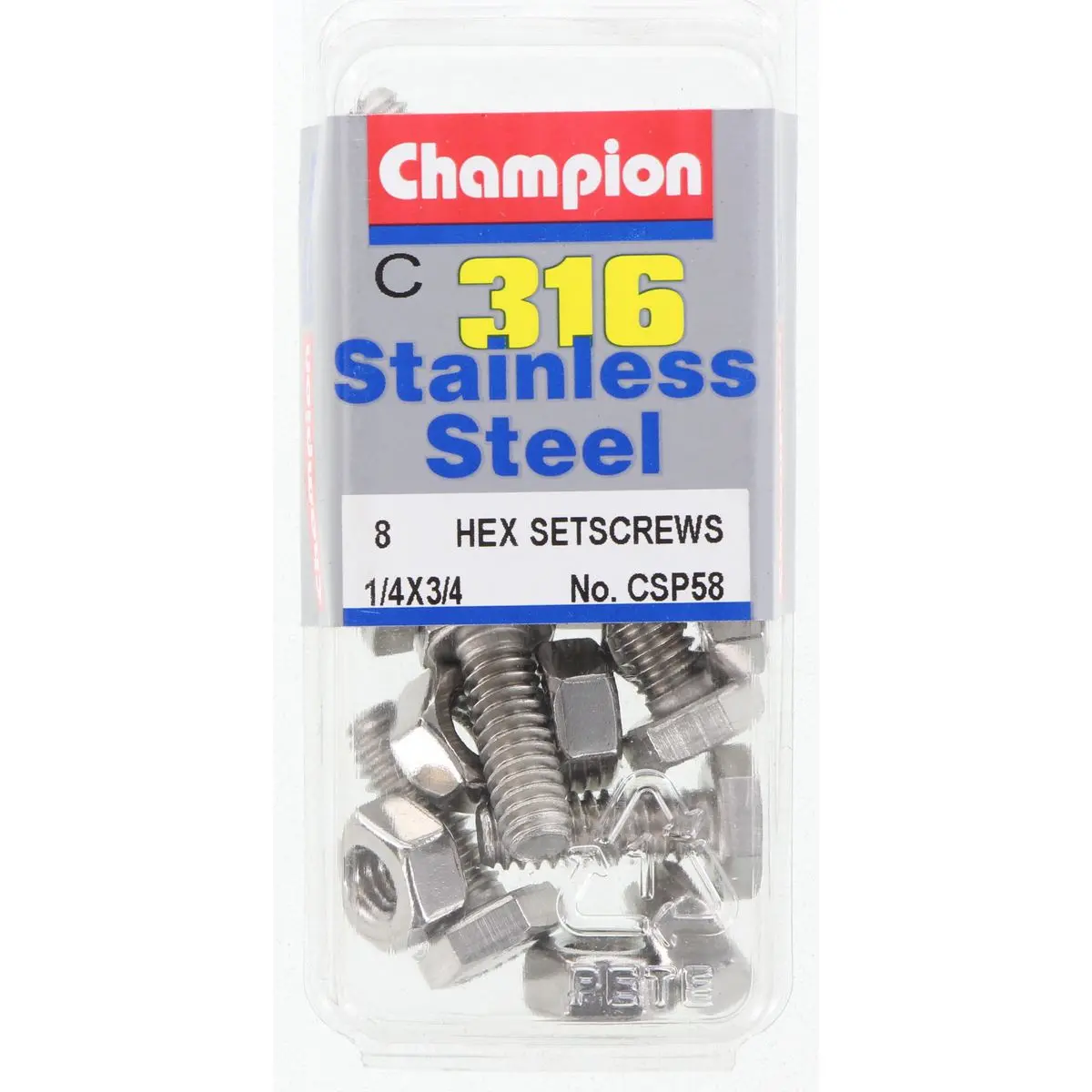 Champion Hex Screw Set -  ¼ “ X ¾ “ Csp58 1