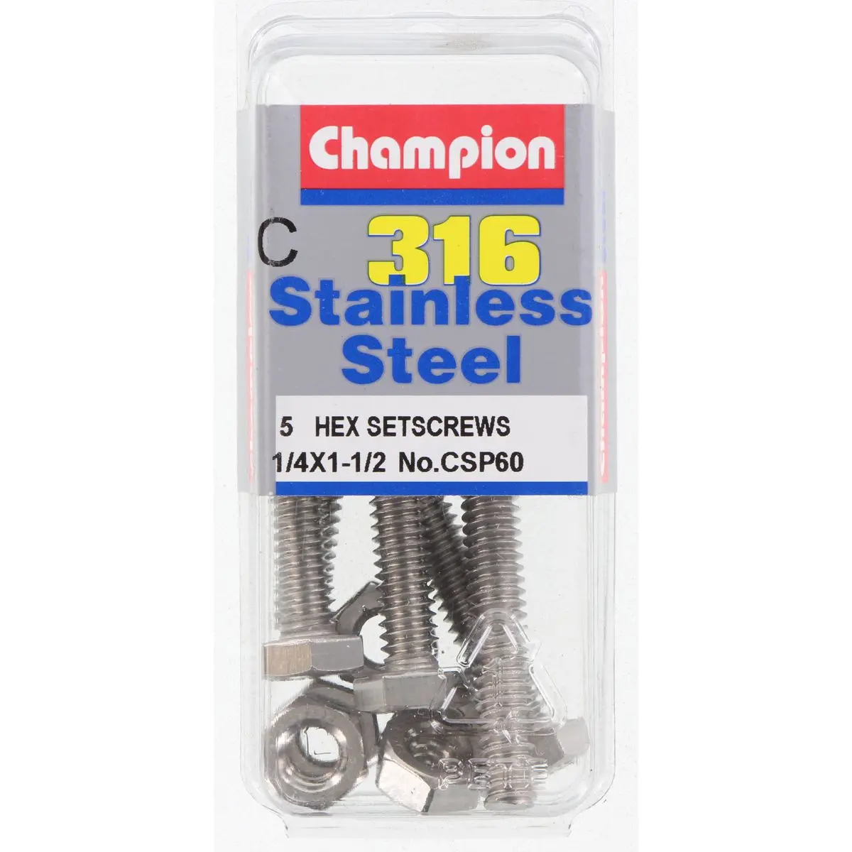 Champion Hex Screw Set -  ¼ “ X1-1/2 “ Csp60 1