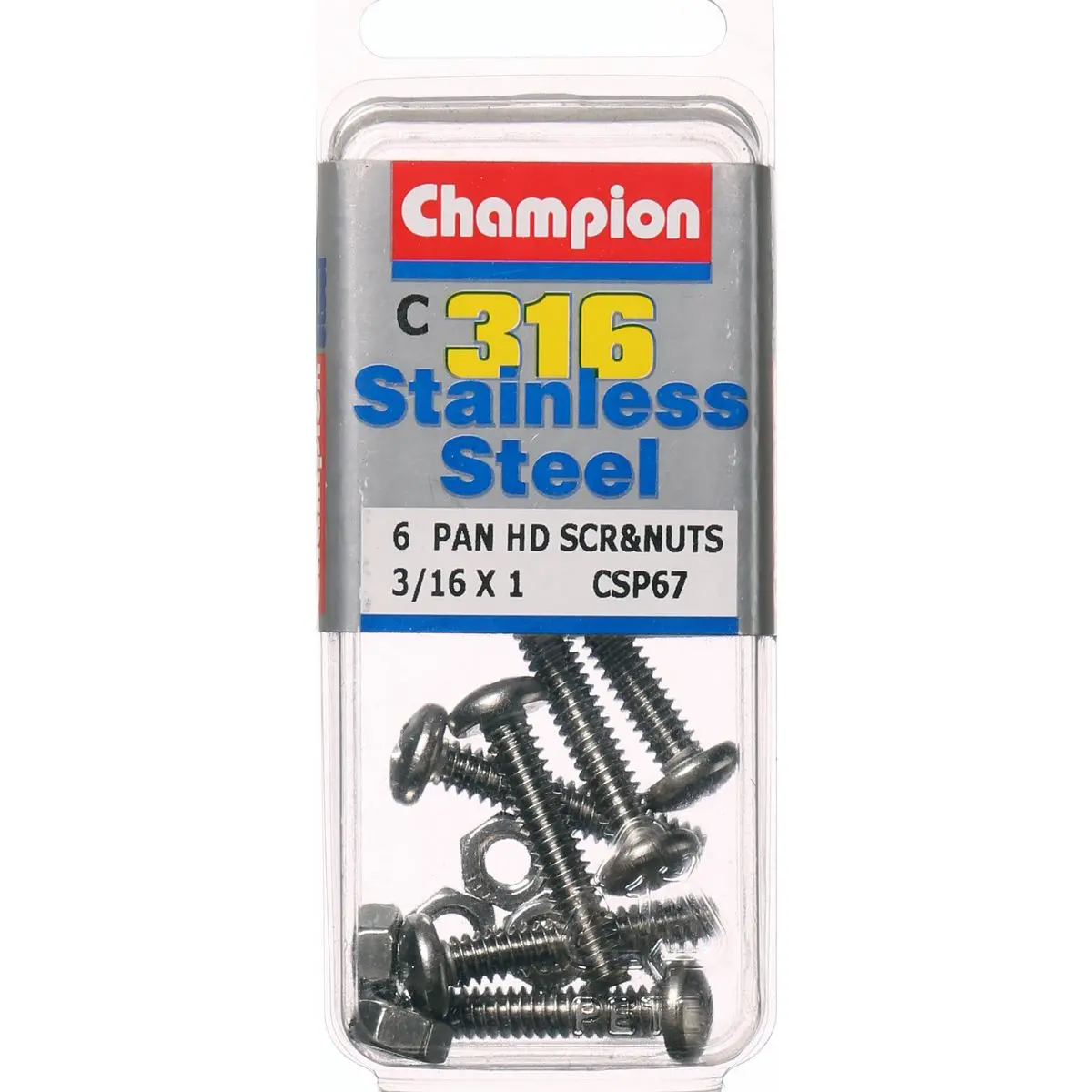 Champion Pan Head Screws And Nuts 3/16 “ X 3/4 “ Csp67 1