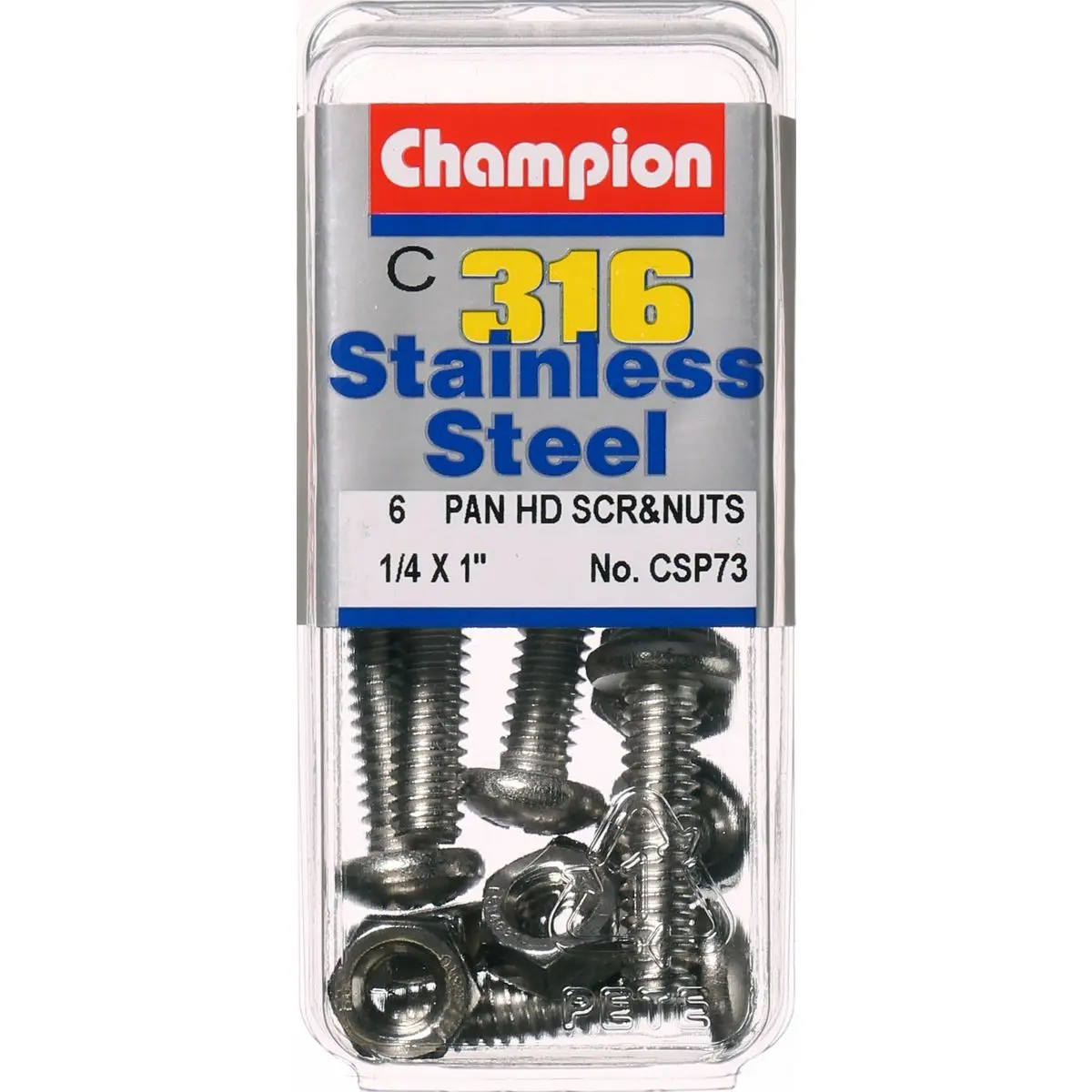 Champion Pan Head Screws And Nuts 1/4 “ X 1 “ Csp73 1