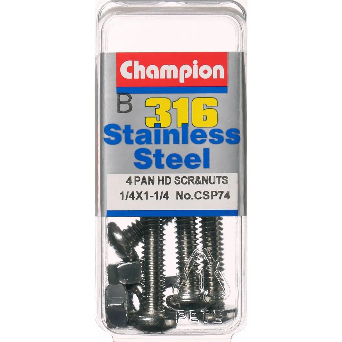 Champion Pan Head Screws And Nuts 1/4 “ X 1-1/4 “ Csp74 1