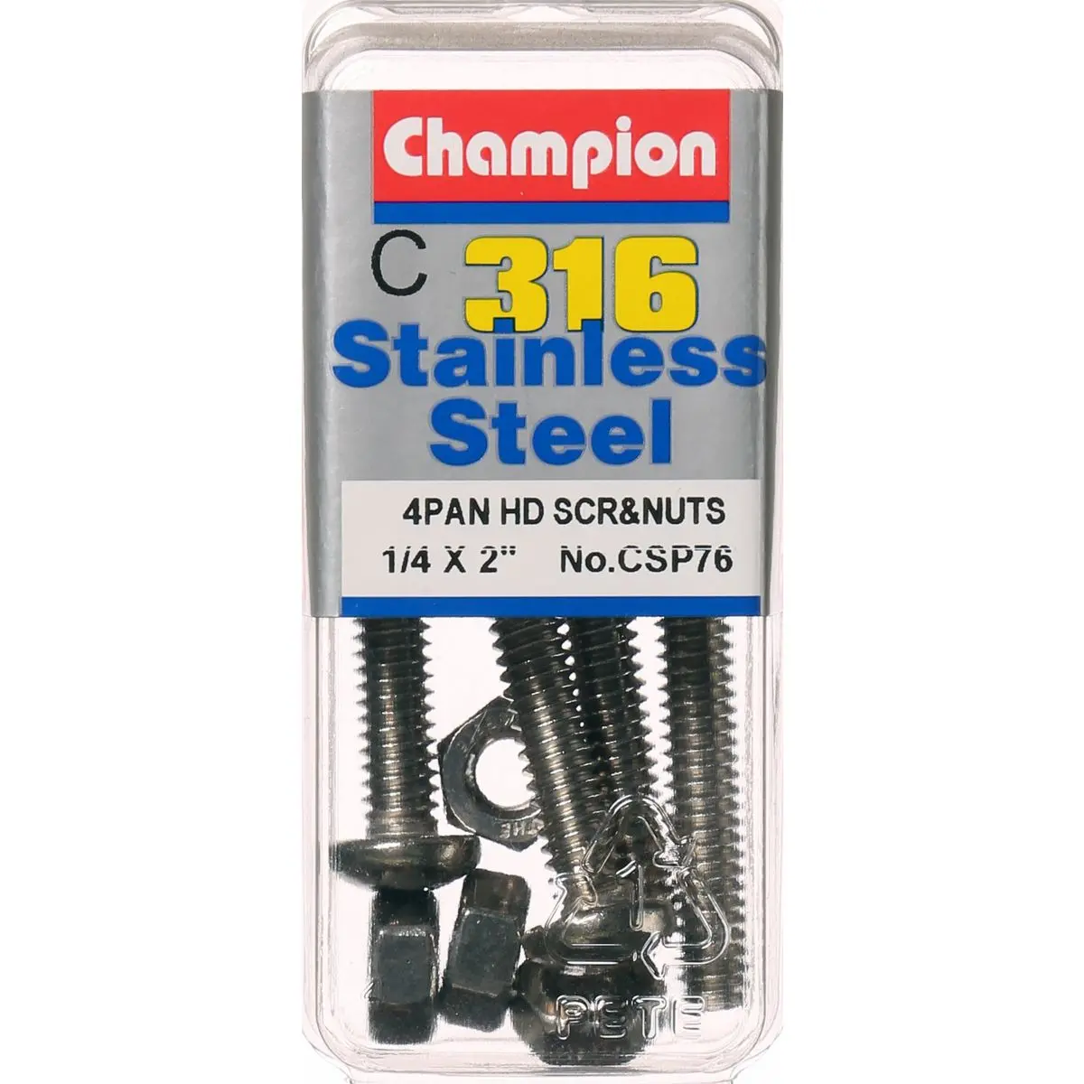 Champion Pan Head Screws And Nuts 1/4 “ X 2 “ Csp76 1
