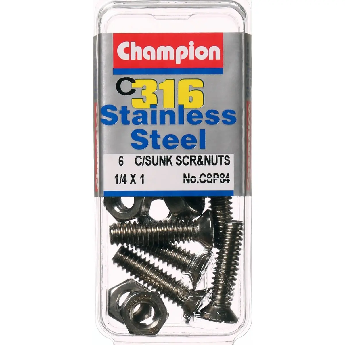 Champion Machine Screws And Nuts  Csk 1/4“ X 1 “ 316/A4  Csp84 1
