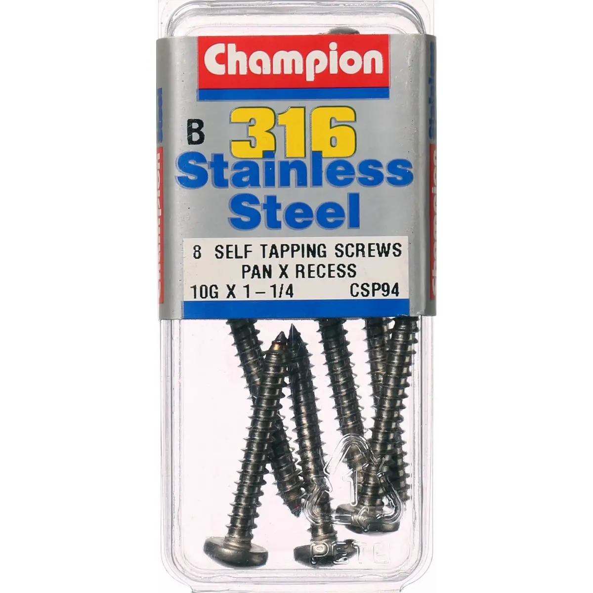 Champion Self Tapping Pan Head Screws 10G X 1-1/4 -Csp94 1