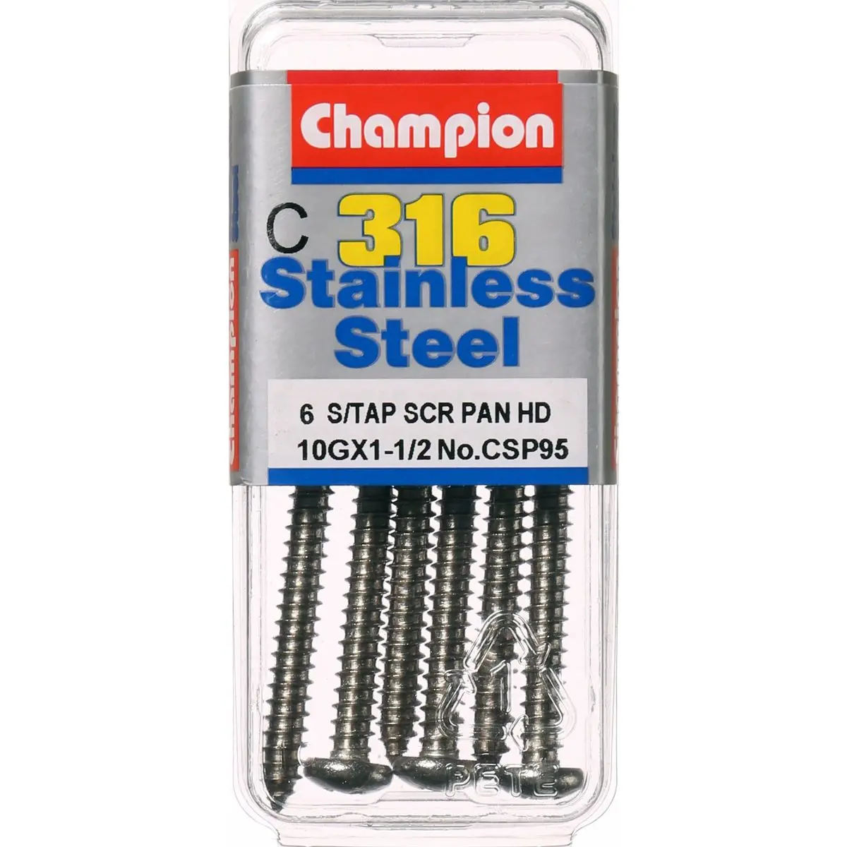 Champion Self Tapping Pan Head Screws 10G X 1-1/2 -Csp95 1