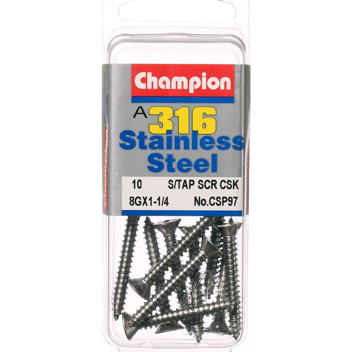 Champion Self Tapping Countersunk Screws 8G X 1-1/4 -Csp97 1