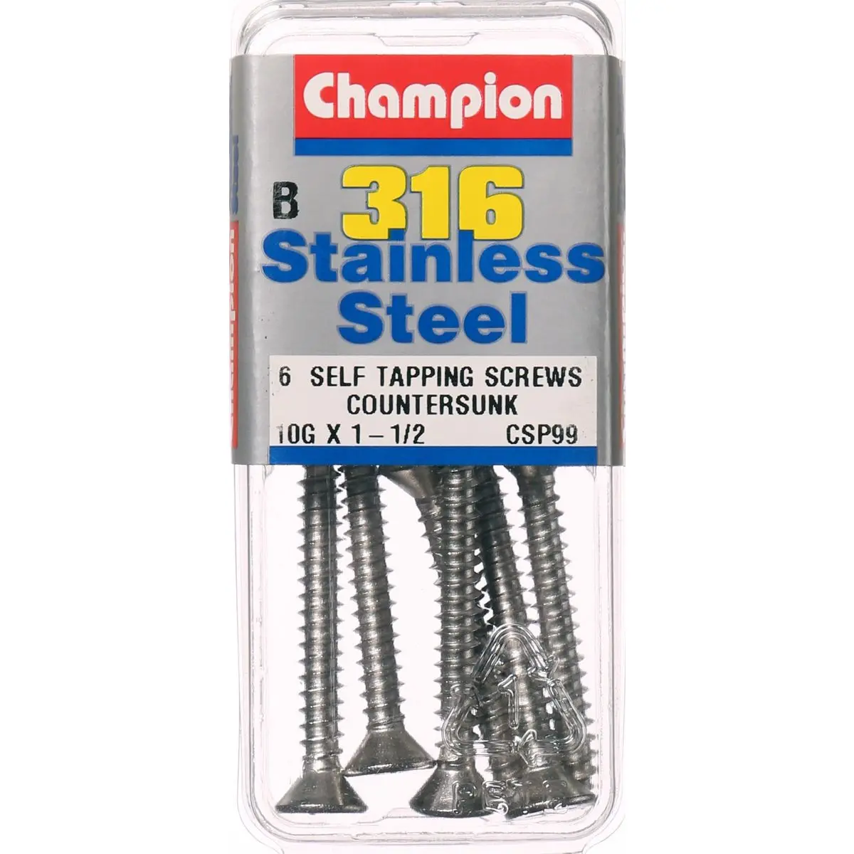 Champion Self Tapping Countersunk Screws 10G X 1-1/2-Csp99 1