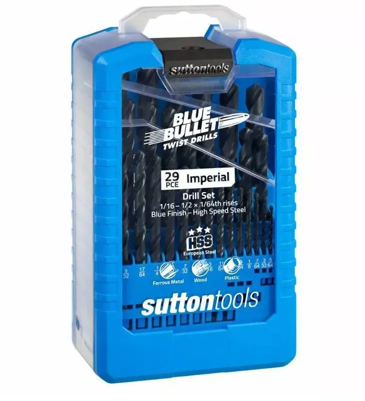 Sutton Blue Bullet Jobber Hss  Drill Set S3 Blue 29 Pieces 1/16-1/2 X 1/64 D102s3 1