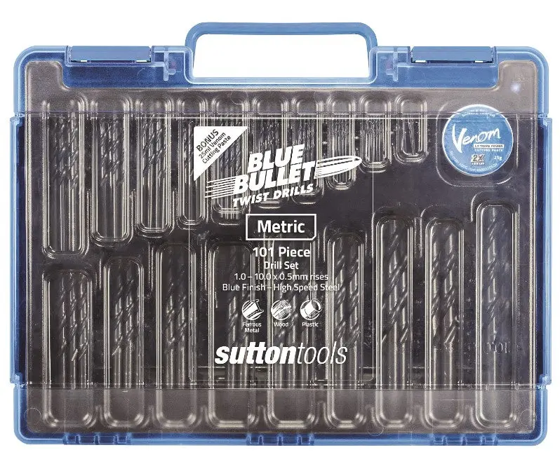 Sutton Tools Jobber Blue Bullet D102 Twist Drill Bit Set 101 Piece Metric  1.0-10.0 X 0.5Mm D102sm101 1