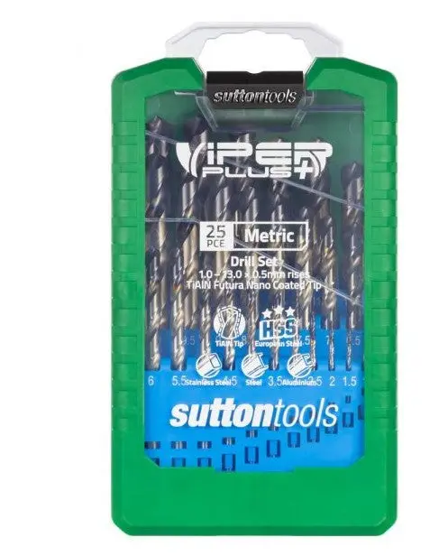 Sutton Tools Drill D179 Sm3 Set 25 Pce Viper+ Jobber Hss 1.0 - 13.0 X 0.5 D179sm3 1