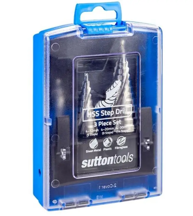 Sutton Step Drill Hss Spiral 4-12Mm, 4-20Mm And 4-30Mm (9 To 14 Steps) 3Pce  D504set3 1