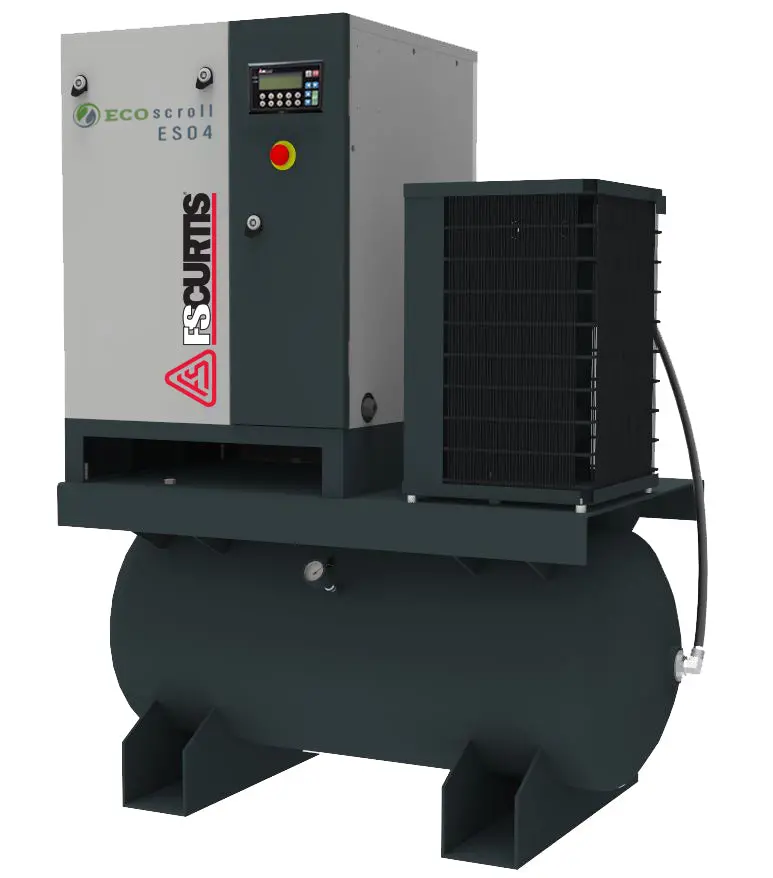 Fs Curtis Es04 Eco Scroll Ultra Pack- 5Hp Scroll Air Compressor, 60 Gallon Tank, Refrigerated Dryer, 14.5 Cfm @ 116 Psi 1