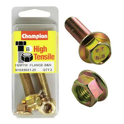 Champion Blister Flange Bolts And Nuts M10 X 50Mm X 1.25-Fbm110 1