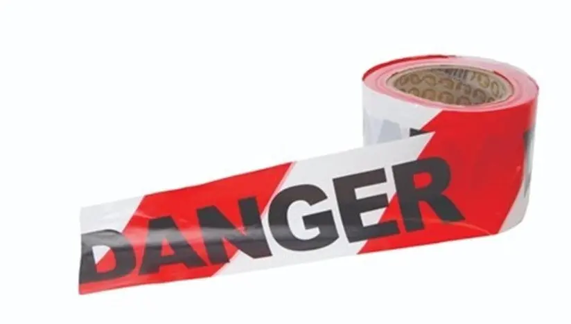 Frontier Safety Tape Danger Red White 100M Roll Frdangerr1 1