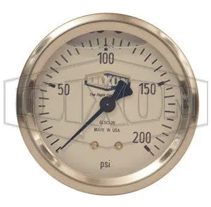 Dixon 2.5" Face, Stainless, Center Back Mount, Liquid Filled Gauge 1