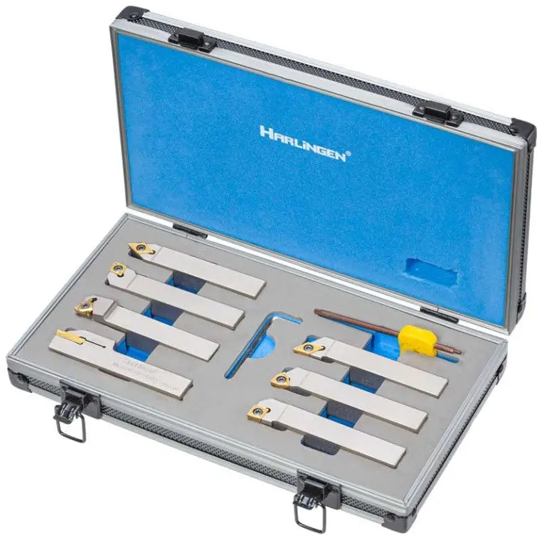 Harlingen Indexable 7 Piece Nickel Plated Carbide Lathe Tool Set - 20Mm Shank H-11-126-T30 1