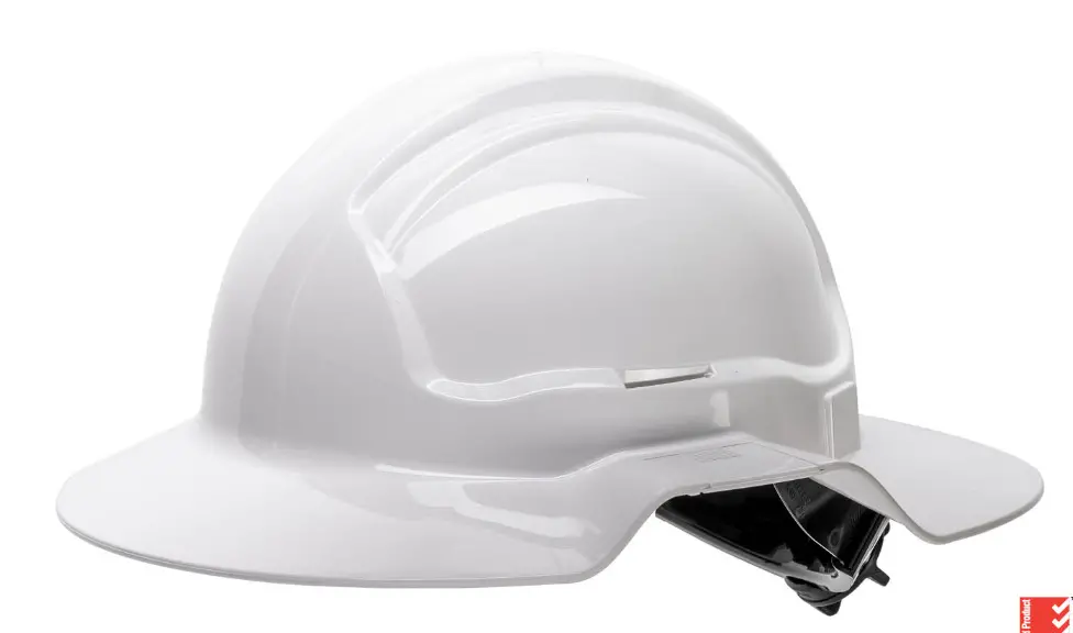 Broad Brim White Non- Vented Hard Hat W/ Ratchet Harness Frtgbb56rww0000 1