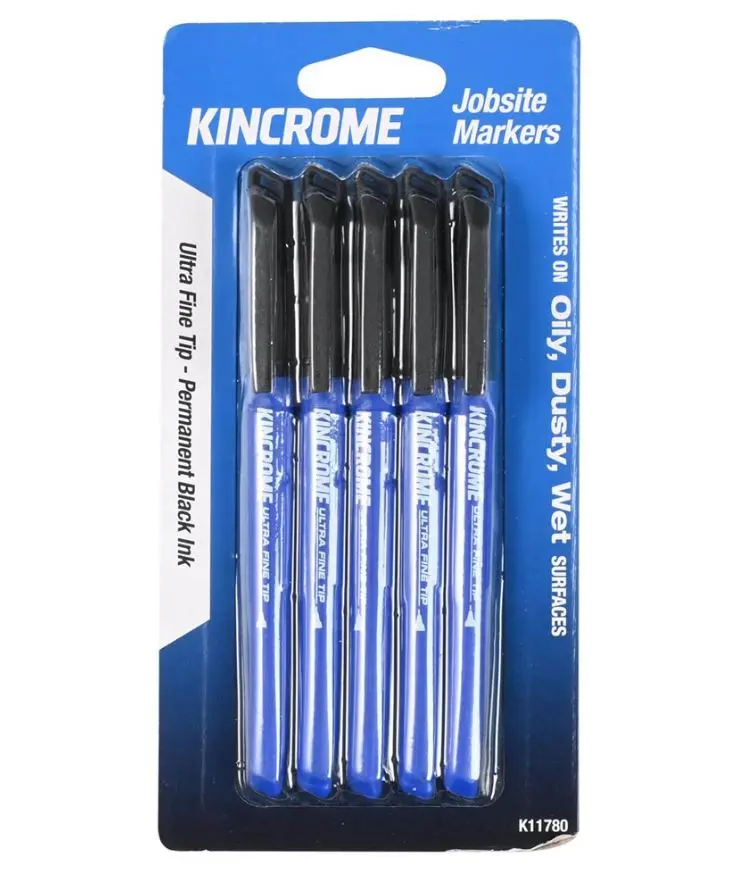 Kincrome Permanent Marker Ultra Fine Tip 5 Pack Black K11780 1