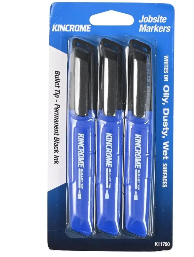 Kincrome Permanent Marker Bullet Tip 3 Pack Black K11790 1