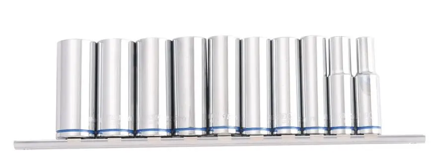 Kincrome Deep Socket Rail 10 Piece 3/8" Drive (Mirror Polish) Metric K2178 1