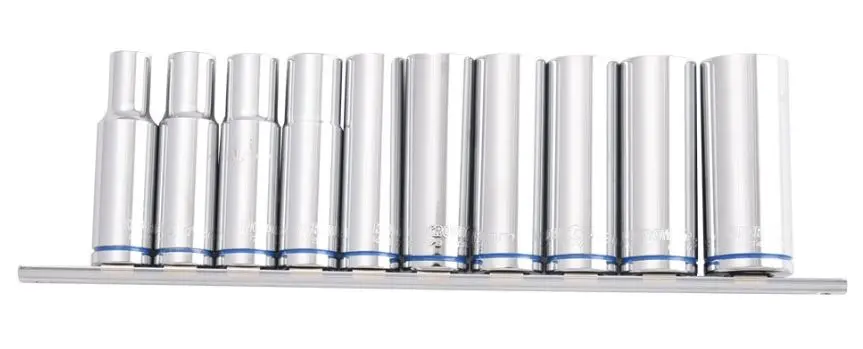 Kincrome Deep Socket Rail 10 Piece 1/2" Drive (Mirror Polish)  Metric K2181 1