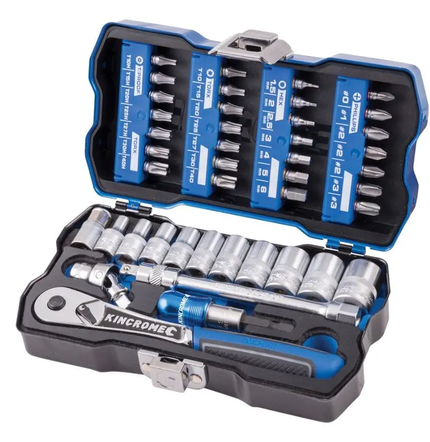 Kincrome Lok-On Socket & Bit Set 43 Piece 1/4" Drive K27000 1