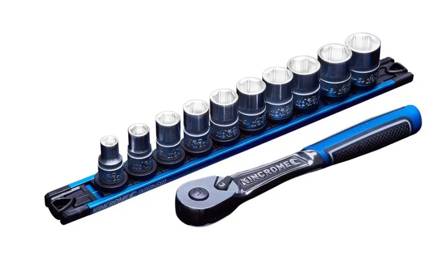 Kincrome Lok-On Socket Set Twist-Lock Rail 11 Piece 3/8 Drive  Metric K27042 1