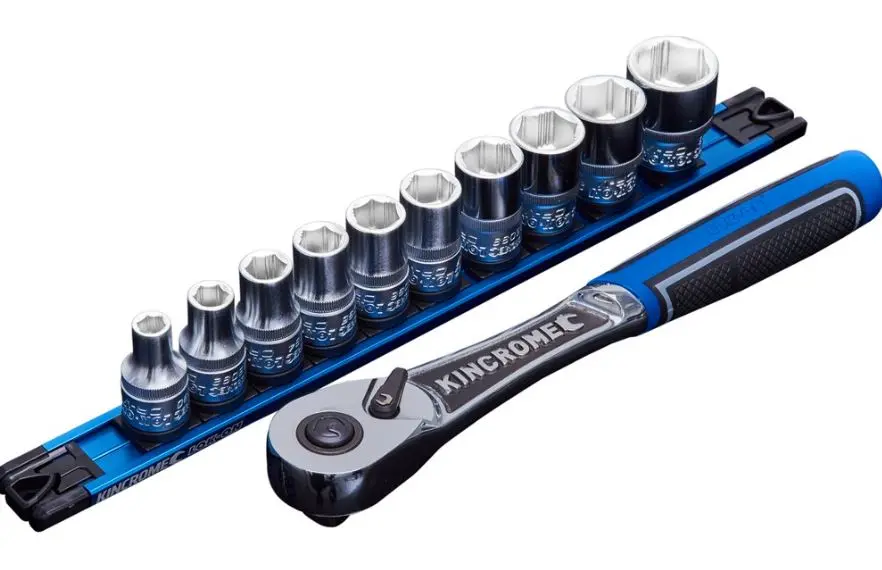 Kincrome Lok-On Socket Set Twist-Lock Rail 11 Piece 1/2 Drive  Metric K27044 1