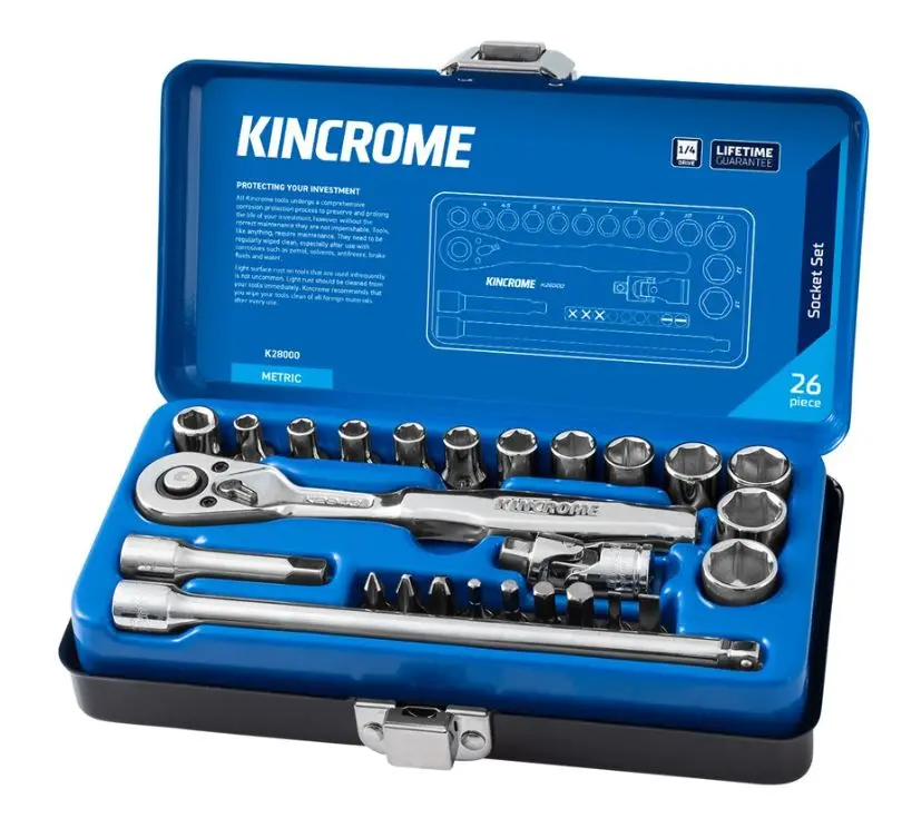 Kincrome Socket Set 26 Piece 1/4" Drive Metric K28000 1