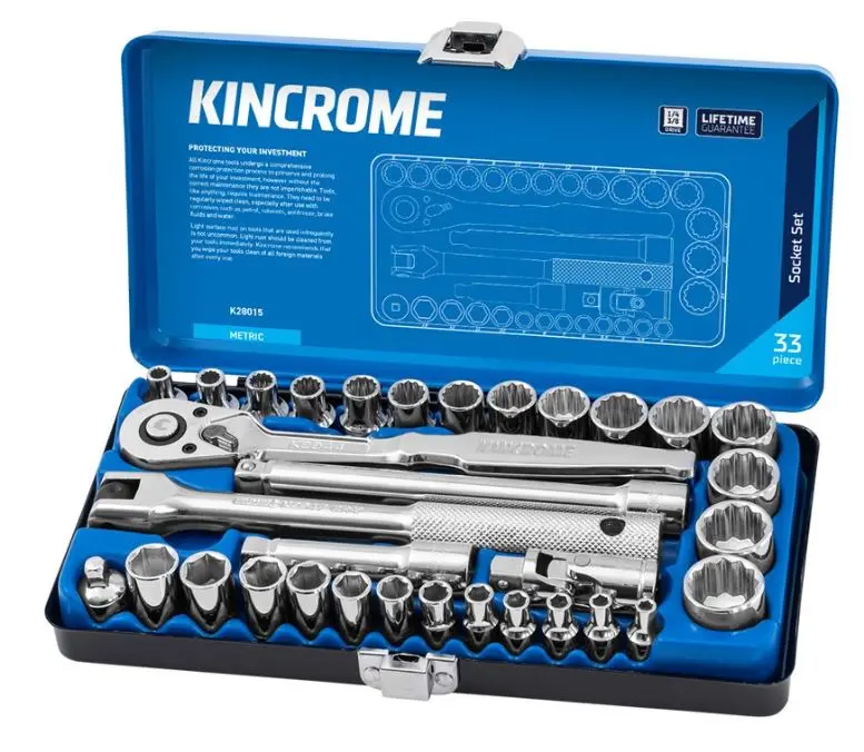 Kincrome Socket Set 33 Piece 1/4 & 3/8" Drive Metric K28015 1