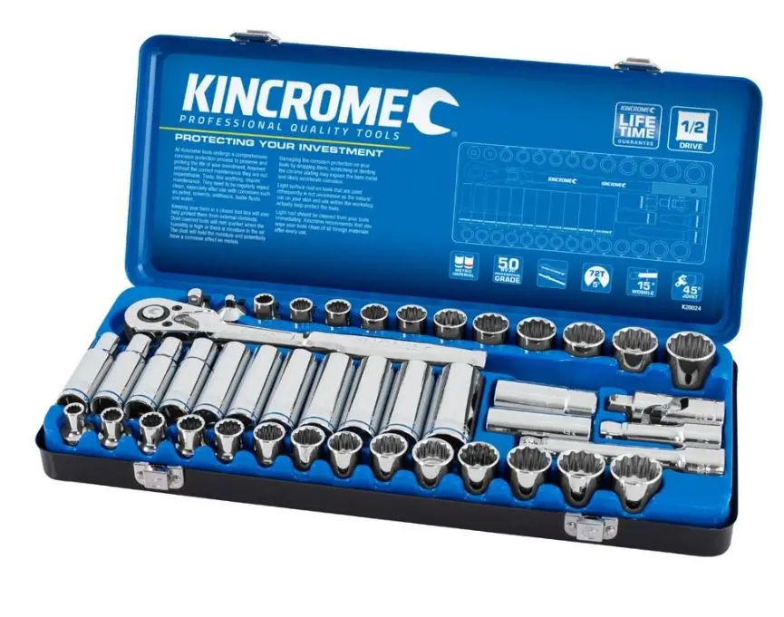 Kincrome Socket Set 45 Piece 1/2" Drive - Metric & Imperial K28024 1
