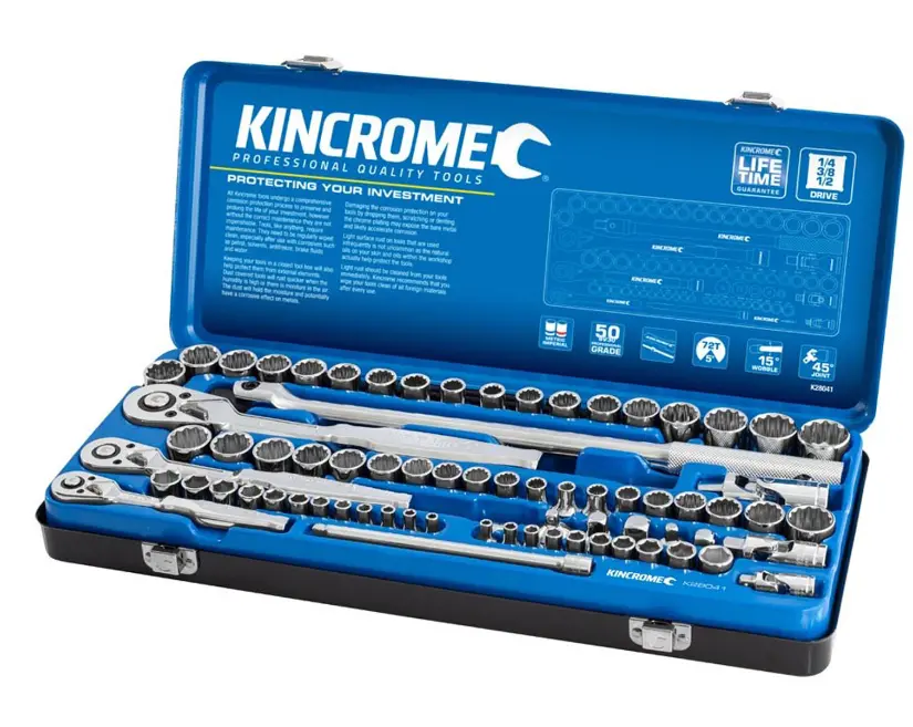 Kincrome Socket Set 74 Piece 1/4, 3/8 & 1/2" Drive  Metric & Imperial K28041 1