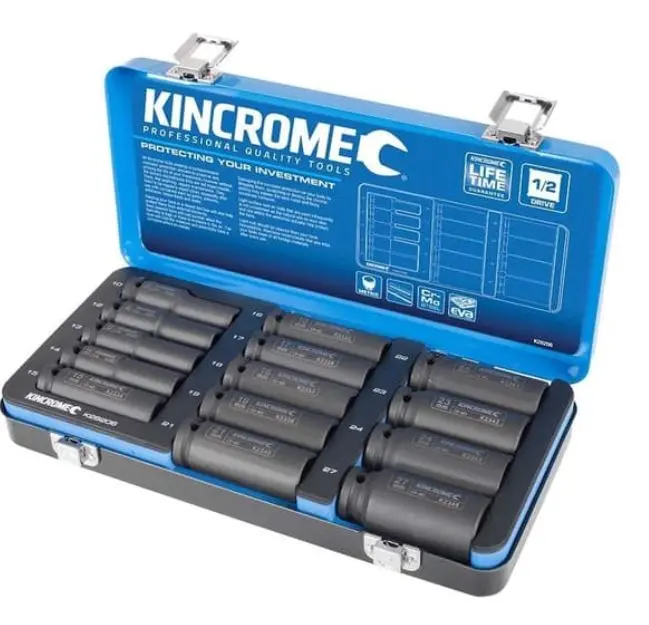Kincrome Deep Impact Socket Set 14Pc 1/2" Drive Metric K28206 1