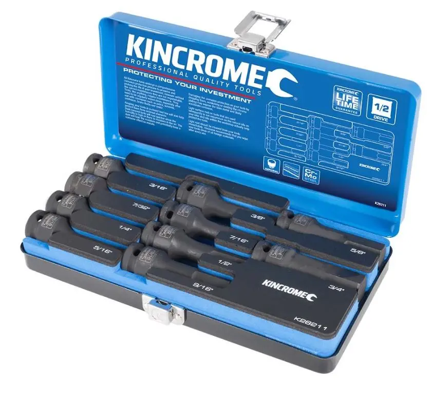 Kincrome Hex Impact Socket Set 10 Piece 1/2" Drive  Imperial K28211 1