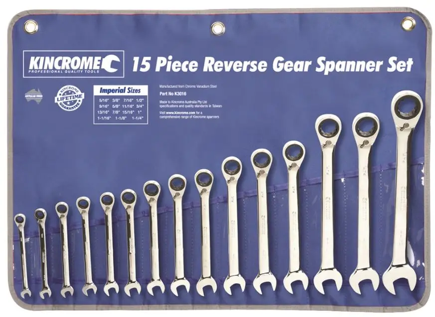 Kincrome Reversible Gear Spanner Set 15 Piece  Imperial K3016 1