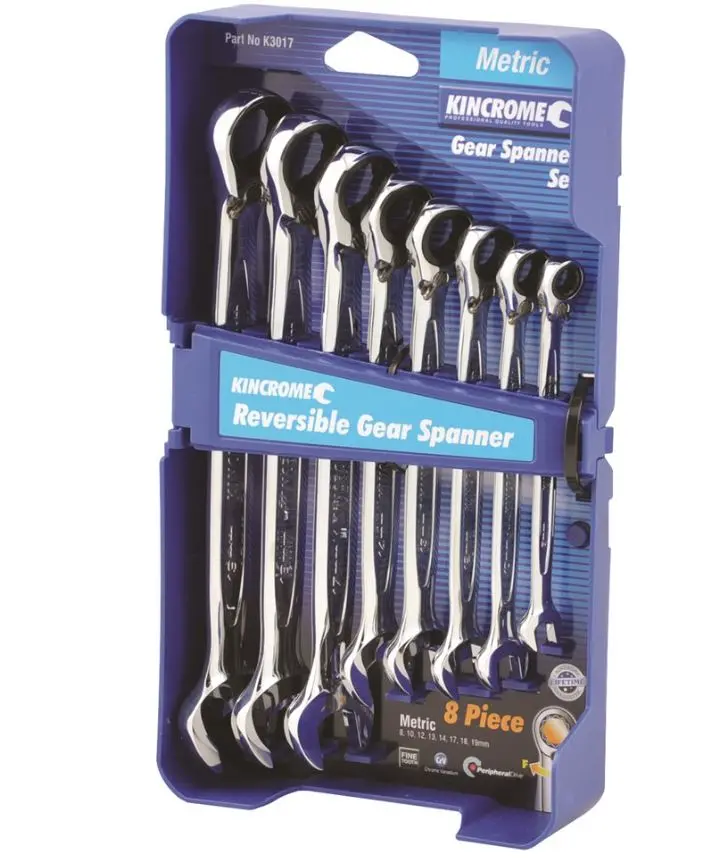 Kincrome Reversible Gear Spanner Set 8 Piece Metric K3017 1