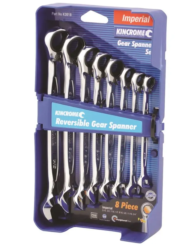 Kincrome Reversible Gear Spanner Set 8 Piece  Imperial K3018 1