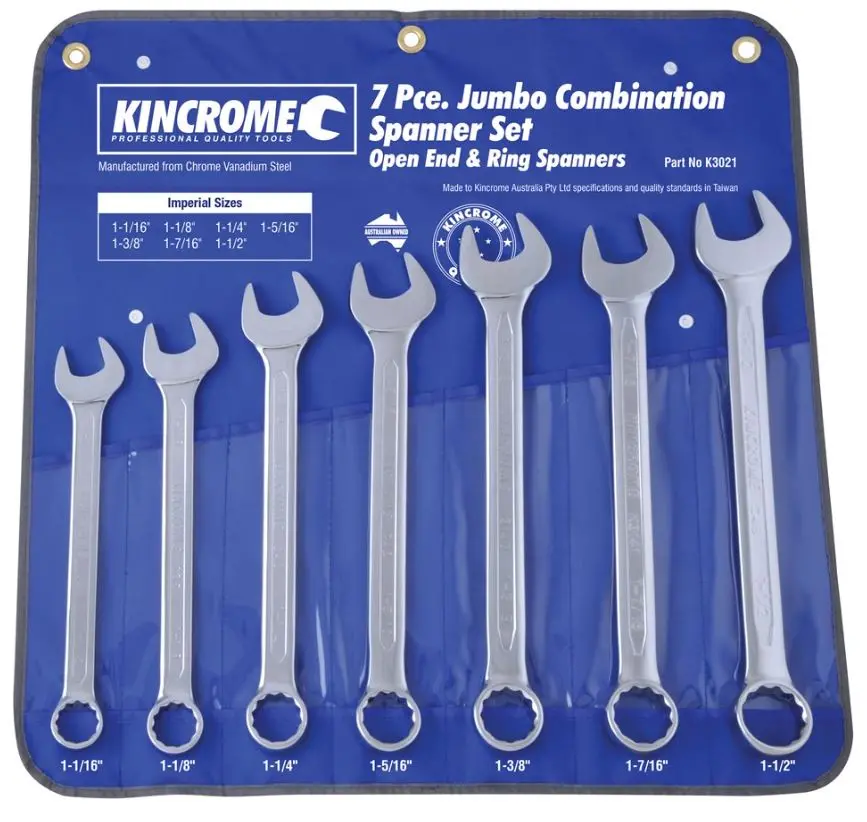 Kincrome Jumbo Combination Spanner Set 7 Piece Imperial K3021 1