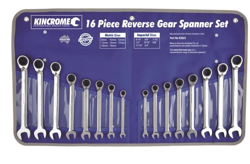 Kincrome Reversible Gear Spanner Set 16 Piece  Metric/Imperial K3023 1