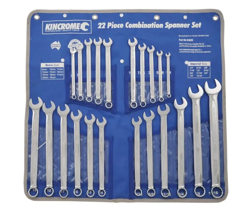 Kincrome Combination Spanner Set 22 Piece - Metric/Imperial K3029 1