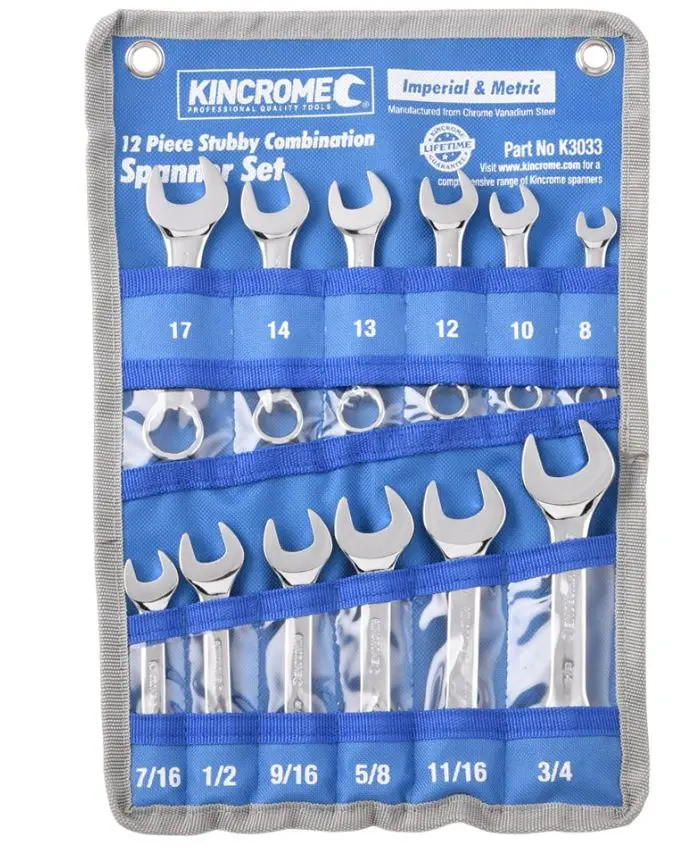 Kincrome Stubby Combination Spanner Set 12 Piece  Metric/Imperial K3033 1