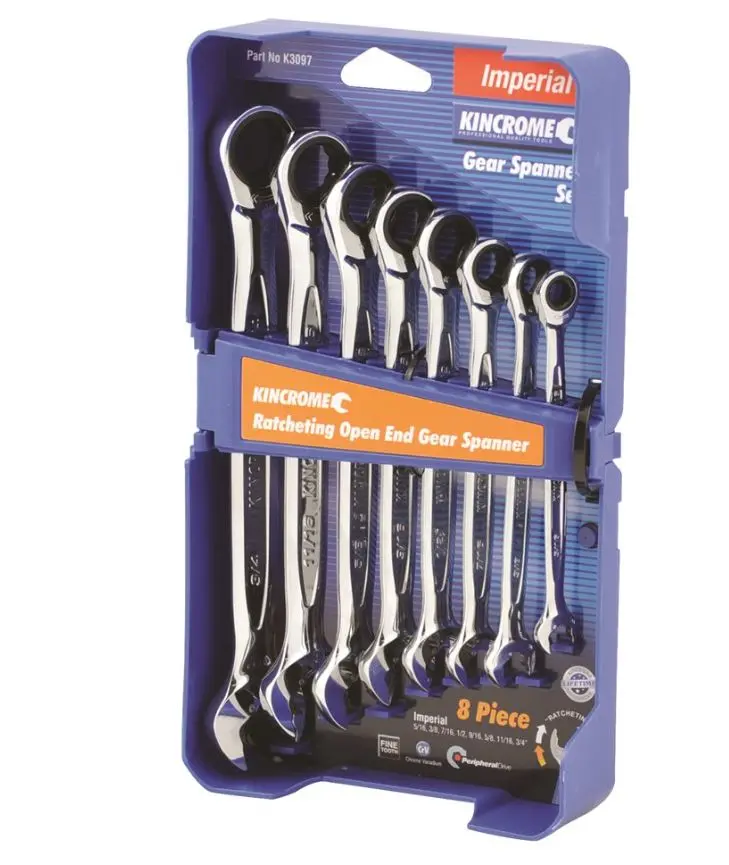 Kincrome Ratcheting Open End Gear Spanner Set 8 Piece  Imperial K3097 1