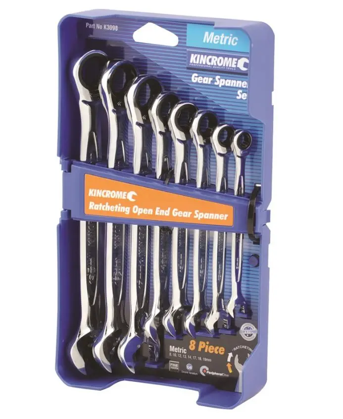 Kincrome Ratcheting Open End Gear Spanner Set 8 Piece  Metric K3098 1