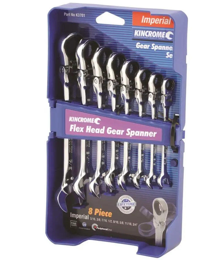 Kincrome Flex Head Gear Spanner Set 8 Piece  Imperial K3701 1